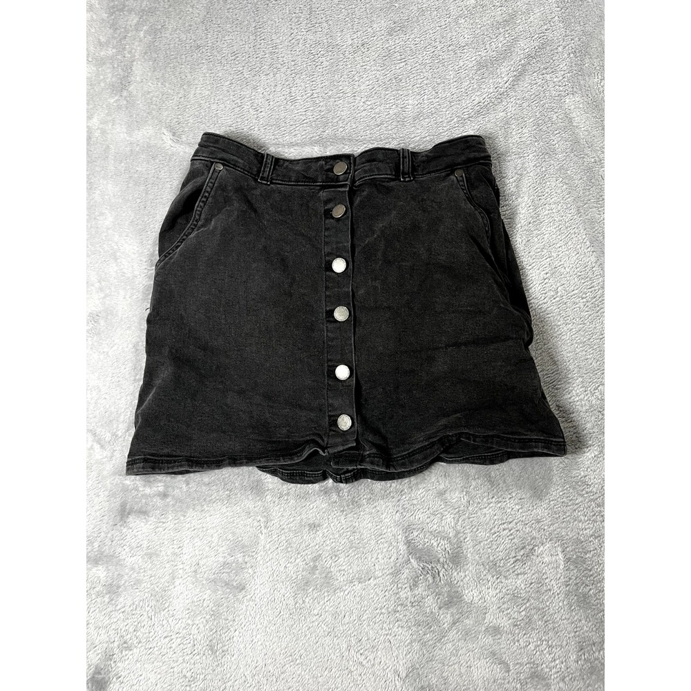 Roxy denim Skirt Womens Black Small Cotton Button Front mini 90's Biker Style